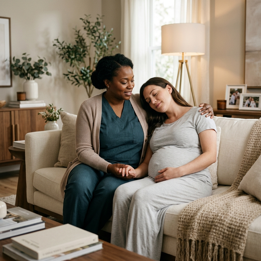 Doula with client